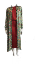 Load image into Gallery viewer, 100% Italian Silk Satin Stretch/charmeuse silk Oriental Delicate Floral Print Shirtdress/Coat UK Size 8-12 by I LOVE LOLA London