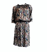 Load image into Gallery viewer, Luxurious 100% Italian Silk Charmeuse 80 gsm Tree of Life Print Top ruffle collar Blouse 3/4 Raglan Sleeves UK Size 6 - 12 by I LOVE LOLA London