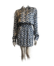 Load image into Gallery viewer, Pure Luxury Italian Silk Charmeuse Blue and White floral print mini skirt elastic waist UK Size 6 - 10 by I LOVE LOLA London