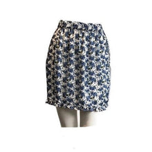 Load image into Gallery viewer, Pure Luxury Italian Silk Charmeuse Blue and White floral print mini skirt elastic waist UK Size 6 - 10 by I LOVE LOLA London