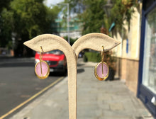 Load image into Gallery viewer, ‘ Sugar Candy ‘ Rose Quartz cabochon gemstone drop earrings in 14k vermeil .925 sterling silver