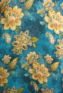 100% Italian Silk Satin Stretch/charmeuse silk Teal, Gold and Green Print Shirtdress/Coat UK Size 8-12 by I LOVE LOLA London