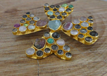 Load image into Gallery viewer, &#39;Midnight in Marrakesh&#39; 14ct Gold Vermeil &amp; Gemstones Statement Maltese Cross Detachable Pendant 40g
