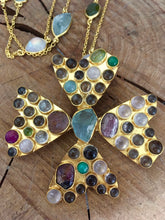 Load image into Gallery viewer, &#39;Midnight in Marrakesh&#39; 14ct Gold Vermeil &amp; Gemstones Statement Maltese Cross Detachable Pendant 40g
