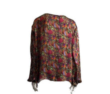 Load image into Gallery viewer, Pucci-esque 100% Italian Silk Stretch Satin drop shoulder blouse tulip sleeves at the cuff UK Size 10 - 12 by I LOVE LOLA London
