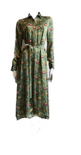 Load image into Gallery viewer, 100% Italian Silk Satin Stretch/charmeuse silk Oriental Delicate Floral Print Shirtdress/Coat UK Size 8-12 by I LOVE LOLA London

