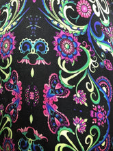 Load image into Gallery viewer, Lime green Hot Pink accents Black Palazzo Trouser Charmeuse Silk 100% with elastic waist Fit UK Size 6 - 10 by I LOVE LOLA London
