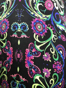 Lime green Hot Pink accents Black Palazzo Trouser Charmeuse Silk 100% with elastic waist Fit UK Size 6 - 10 by I LOVE LOLA London