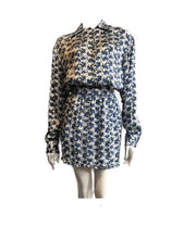 Load image into Gallery viewer, Luxurious 100% Italian Silk Satin Stretch Classic Blue &amp; White shirt with collar Timeless Elegant by I LOVE LOLA London
